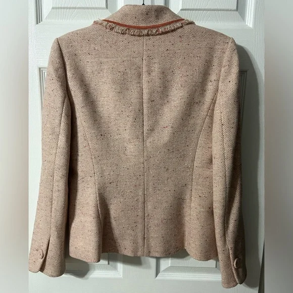 Vintage AT Studio Peach Tweed Wool Blend Blazer-Preppy/Academia Fringe HOST PICK - Picture 5 of 8